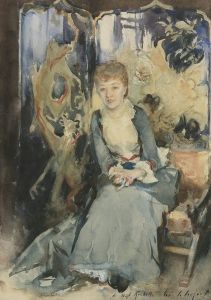 Mrs Reubell Seated In Front Of A Screen