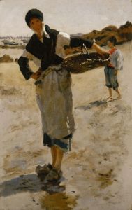 Breton Woman with a Basket, Sketch for ‘Oyster Gatherers of Cancale’