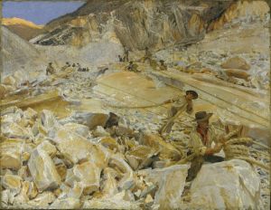 Bringing down marble from the quarries to Carrara