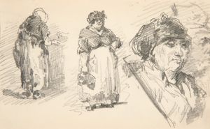Two Standing Figures and One Head