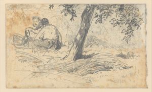 Boy and Girl Seated by Tree