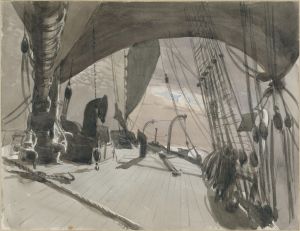 Deck of Ship in Moonlight