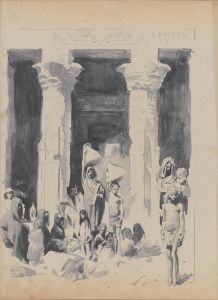 Nubians in front of the Temple of Dendur