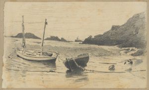 Two Small Boats Moored to Beach
