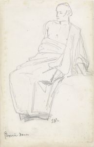 Studie van een zittende figuur
