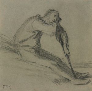 Seated Peasant Resting on a Hoe