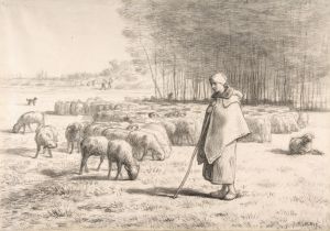 A Shepherdess with Her Flock