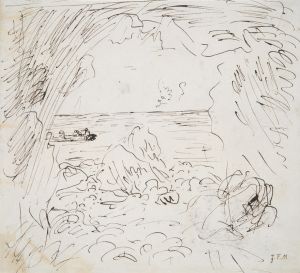 Sketch of a Sea View with Boat