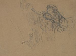 Young Boy Reclining on Elbows, Admiring a Shepherdess