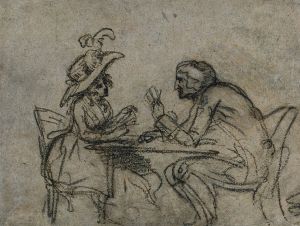 Woman and Man Playing Cards