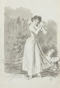 Young Woman Wringing Her Hands over a Man’s Naked Body