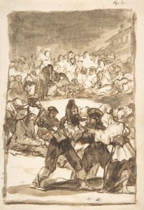A crowd forming a circle