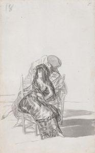 Maja seated on a chair and two companions behind