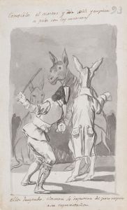 Masquerading asses being whipped by a man