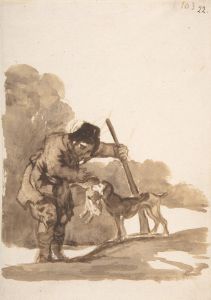 Rabbit hunter with a Retriever