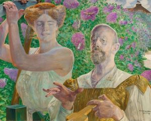 Self-portrait with muse and buddleia