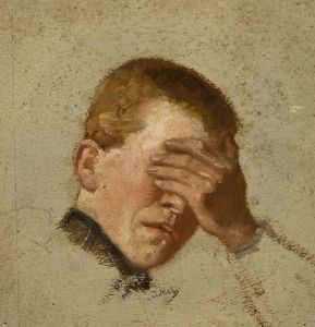 Boy covering his eyes
