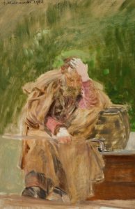 Old man at a water well