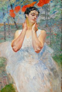 Portrait of a woman with rowanberry