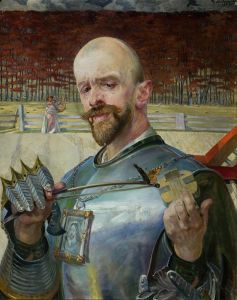 Self-portrait in armour with fiddles