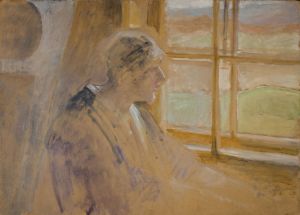 Sketch of a woman in the window