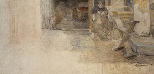 Interior with artist’s sister, sketch