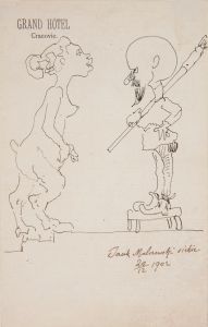 A caricature of Jacek Malczewski with a fauna