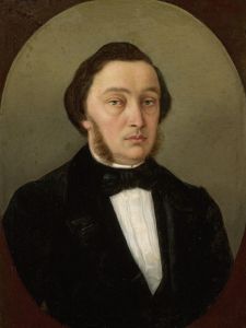 Portrait of a man with side-whiskers
