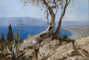 Lake view with rocky edge