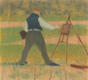 Permeke schilderend te Sint-Martens-Latem in april 1912