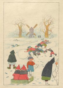 Jeu de neige devant le moulin