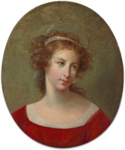 Portrait de femme en robe rouge