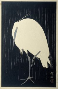 Egret in the rain