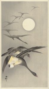 Geese at full moon