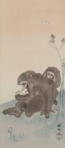 Two monkeys with butterfly
