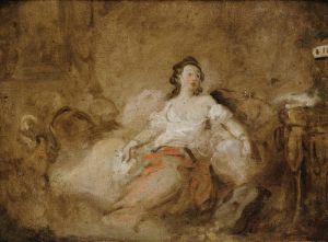 Young Lady Wearing A Negligée In An Interior