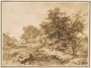 Landscape, with flocks and trees