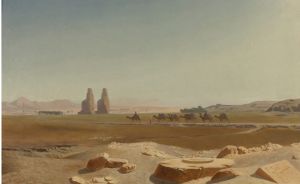 Caravan Passing The Colossi Of Memnon, Thebes