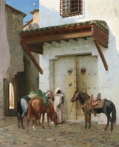 Chevaux tenus par un esclave