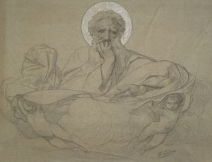 God the Father Supported by Angels, study for the ceiling panel decorating the railway carriage of Pope Pius IX