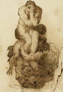 Etude d’un damné du Jugement Dernier de la Chapelle Sixtine à Rome, par Michel-Ange
