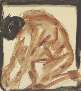 Kneeling nude to the left
