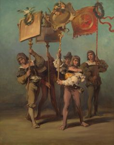 Entwurf zum Festzug 1879 – Standartenträger der Tischler