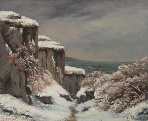 Falaises Au Bord De La Mer Sous La Neige