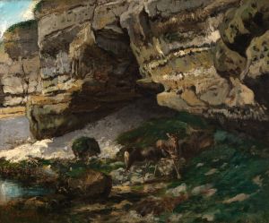 Felsige Landschaft mit Rehen