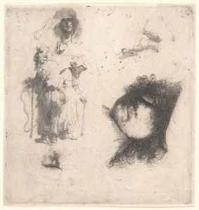 Sheet of Studies; Head of the Artist, a Beggar Couple, Heads of an Old Man and Old Woman