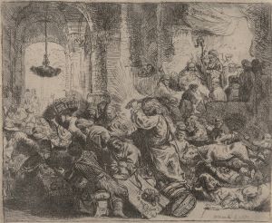 Christ driving the money changers from the temple