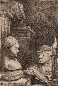 Man drawing from a cast