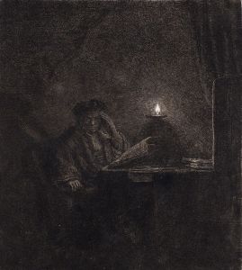Student at a Table by Candlelight