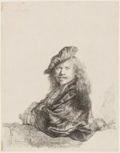 Self-Portrait leaning on a stone sill